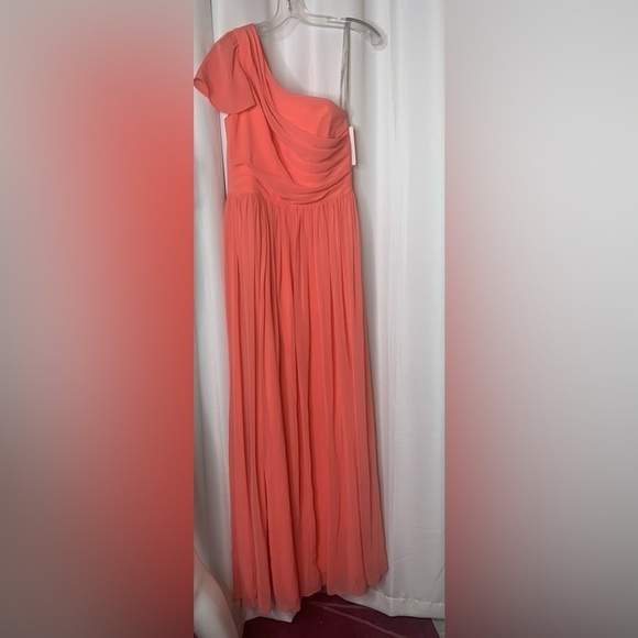 Mikael Aghal One-shoulder Gathered Crepe Gown - Coral - Picture 5 of 11